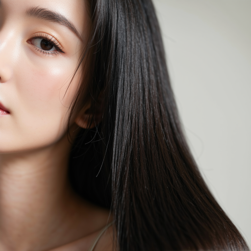 二十五岁左右年轻女性顾客头像,长发,穿着时尚,浅色背景